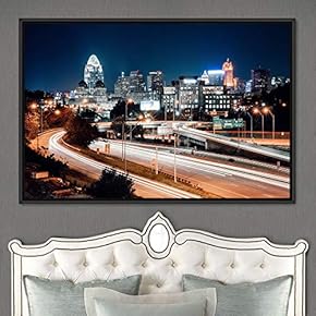 signwin Framed Canvas Wall Art City Illuminations Aerial...