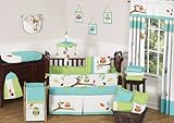 Sweet Jojo Designs Turquoise and Lime Hooty Owl Unisex Baby Boy or Girl Bedding 9 pc Crib Set