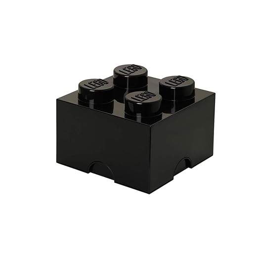 LEGO Aufbewahrungsstein, 4 Noppen, Stapelbare Aufbewahrungsbox, 5,7 l, schwarz