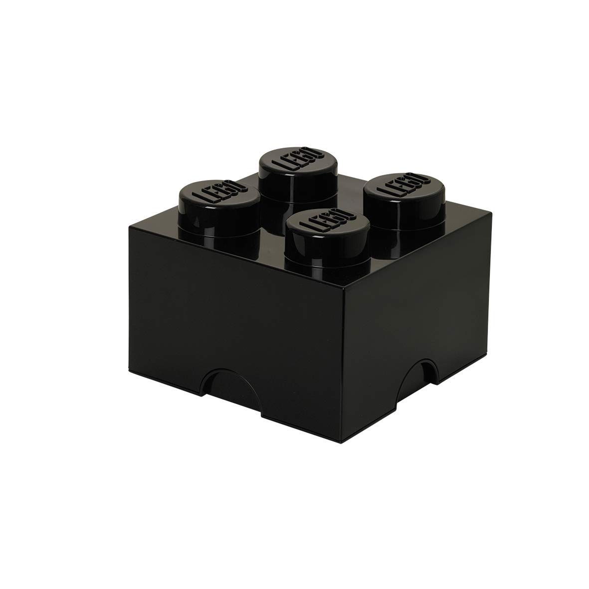 LEGO Storage Brick 4 Knobs Black - Stackable Plastic Storage Box with Lid for Kids and Adults Ideal Desk Organizer and Toy Box - 5.6L Capacity