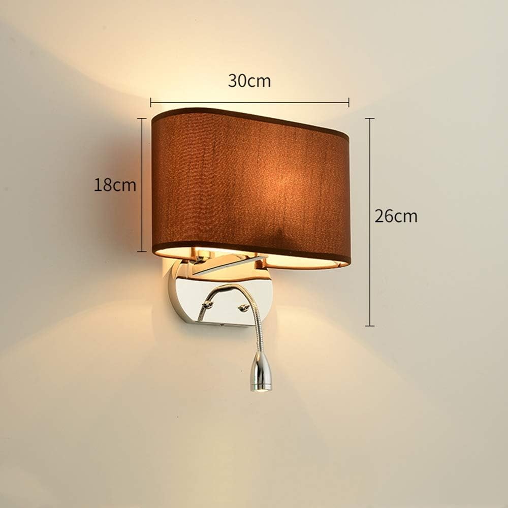 Apliques ILKJ Moderno Luz de Pared con 2 Interruptores E27 Tela