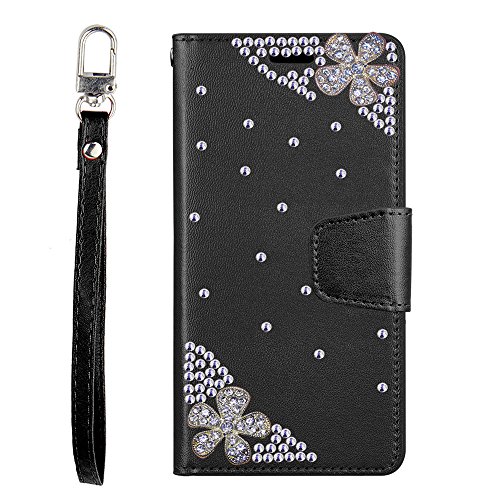 LG Stylus 4, Stylo 4 [El Lumiere Treasure Wallet Case] Multi-Card Slot Wallet Case [Drop Protection] Premium Leather [Kickstand Feature] (T-Flower Black)