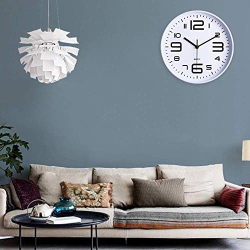 LONBUYS White Silent Wall Clock,12 Inch Silent No Ticking Quartz Clock