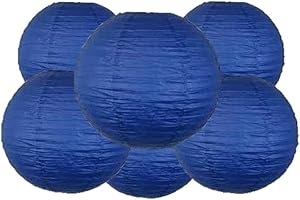 MATISSA Pack Of 6 Round Paper Lanterns Lamp Wedding Birthday Party Decoration (Royal Blue, 6"/15CM)