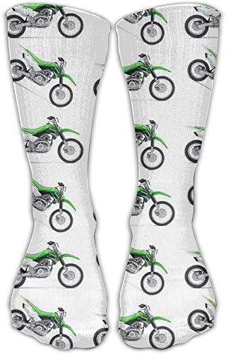 Green Dirt Bike Colorful Patterned Crew Socks Long Compression Socks For Women And Men
