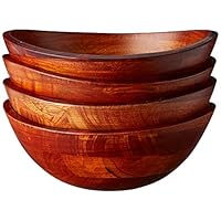 Lipper International 293-4 Cherry Finished Wavy Rim Serving Bowls for Fruits or Salads, Matte, Small, 7.5