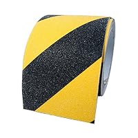 Soqool Anti Slip Tape Non Skid Warning Safety Tape Adhesive Grip Tape for Indoor&Outdoor - 4 Inch Wide x 15 Feet Long, Great Marking Tape with Traction Grit Surface for Stairs,Deck,Steps(Black&Yellow)