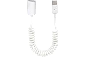 RICOSCA USB 2.0 Male to Female Coiled Adapter Cable 1M/3.2Ft Spring Telescopic Extension Wire Cord for Charging