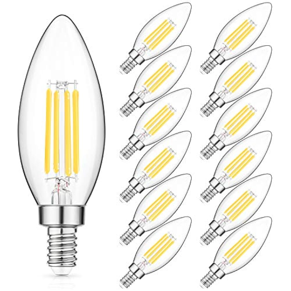 E12 LED Candelabra Bulb 40W Equivalent, 5000K Daylight White Chandelier