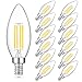 MAXvolador LED Candelabra Bulbs 40W Equivalent, E12 LED Filament Light Bulb 5000K Daylight White, 4W Decorative Chandelier Lamp, B11 Clear Glass Candle Torpedo Shape, Pack of 12