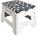 ORGALIF Heavy Duty Folding Step Stool with Anti Slip Dots and Strong Support Stepping Ladder for Kids and Adults (White-Gray)
