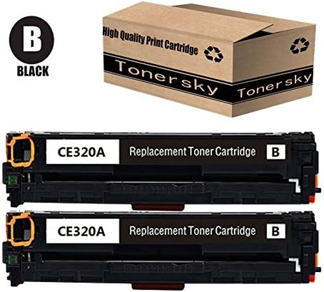 Tonersky 2 Pack CE320A Black Toner Cartridge Fits Color LaserJet Pro CM1415 CM1415fnw mfp CM1415fnw CP1525nw CM1415 CM1415mfp CM1525 CM1525