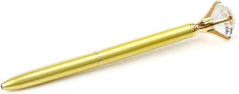 Yunso Big Crystal Diamond Pen Metal Rhinestone Ballpoint Pen Fashion School Office Supply (Gold)