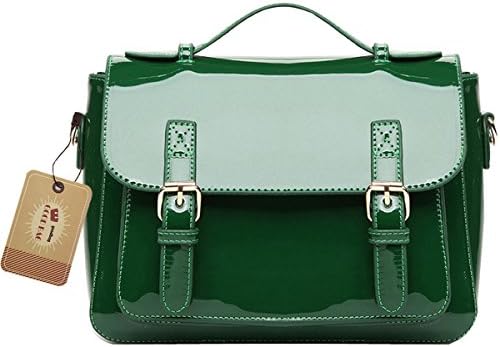 Goodbag Boutique Fashion Women Patent Leather Shoulder Bag Satchel Handbags Bright Surface Cross Body Bag Green