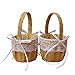 Dzty 2pcs Burlap Flower Basket Vintage Retro Lace Bow Wedding Flower Girl Basket for Wedding Ceremony Party