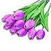 Decora 10Pcs/Bag PU Holland Mini Tulip Artificial Flower Real Touch Tulip for Wedding,Home,Hotel,Party Decoration Mother's (Purple)