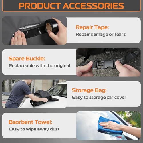 kayme Telo Outdoor Car Cover, Waterproof, Anti-UV, Windproof and Dustproof, with Cleaning Cloth, Compatible with BMW 5/6 Series, Mercedes Class E, Audi A6/A7 Etc. (Lowlin: 495 to 515 cm)
