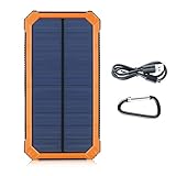 Suaoki 10000mAh Solar Charger External Backup Power Bank Pack Battery Dual USB Port Portable Charger with Led Flashlight for iPhone iPad Cell Phone Tablet Camera etc