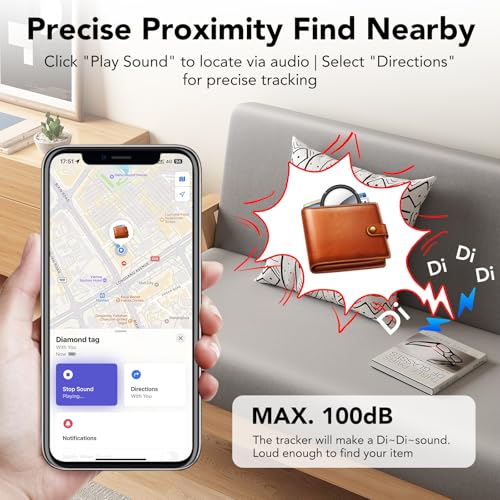 QCOQ Air Tracker Tags-4 Pack | Bluetooth Trackers Work with Apple Find My (iOS Only) with Mini Protective Case/Keychain/Lanyard, Item Finders for Luggage/Key/Suitcases, Replaceable Battery, Black