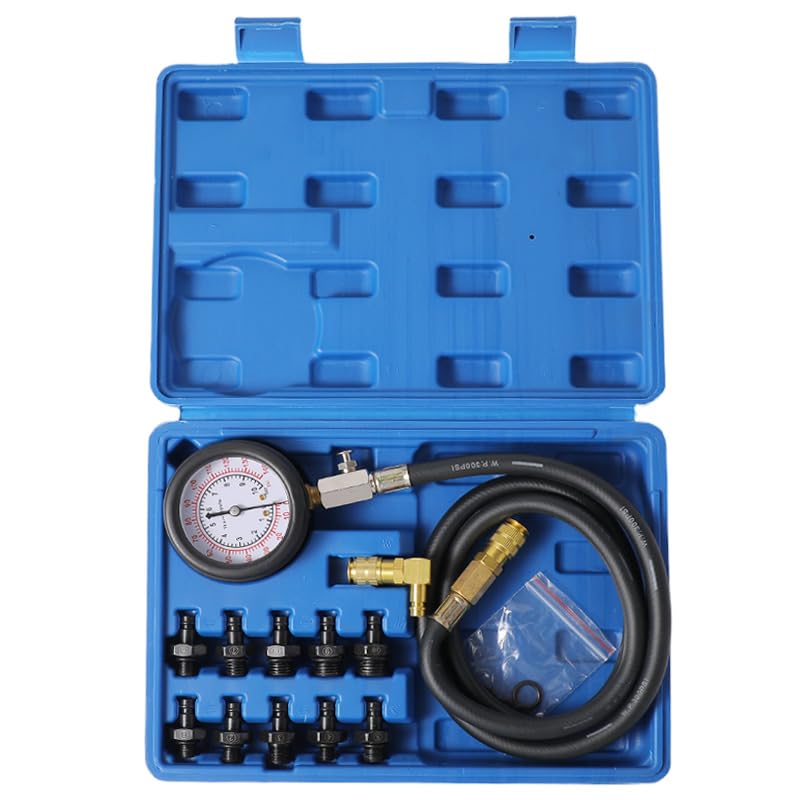 Photo 1 of Oil Pressure Tester Tool, Oil Pressure Gauge kit, 0-140 PSI Pressure Test Diagnostic Tools, Engine Oil Pressure Tester Tool kit, for car Truck (Blue)