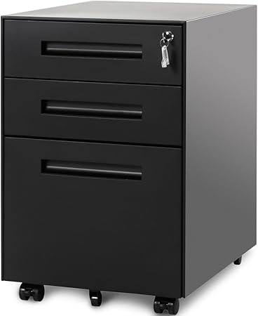 Life Carver 3 Drawer Steel Metal Filing Cabinet With Embedded Handle And Lock Black Amazon Co Uk Kitchen Home