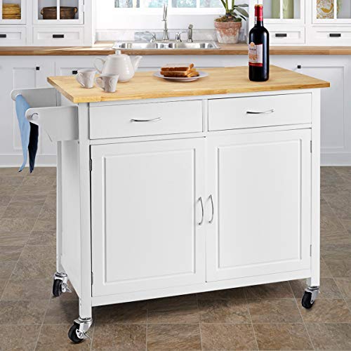 WATERJOY Rolling Kitchen Buffet Cart, Wood Utility Kitchen Storage
