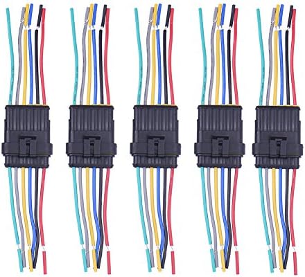 Cather Store 6 Pin Way Car Auto Waterproof Electrical Connector Plug Socket Kit with Wire AWG Gauge Marine Pack of 5