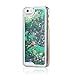 Glitter Case for iPhone 5S,Turpro Hard Transparent Clear Creative Funny 3D Quicksand Liquid Sparkles Glitter Bling Case with Stars for iPhone 5 5S(Green)