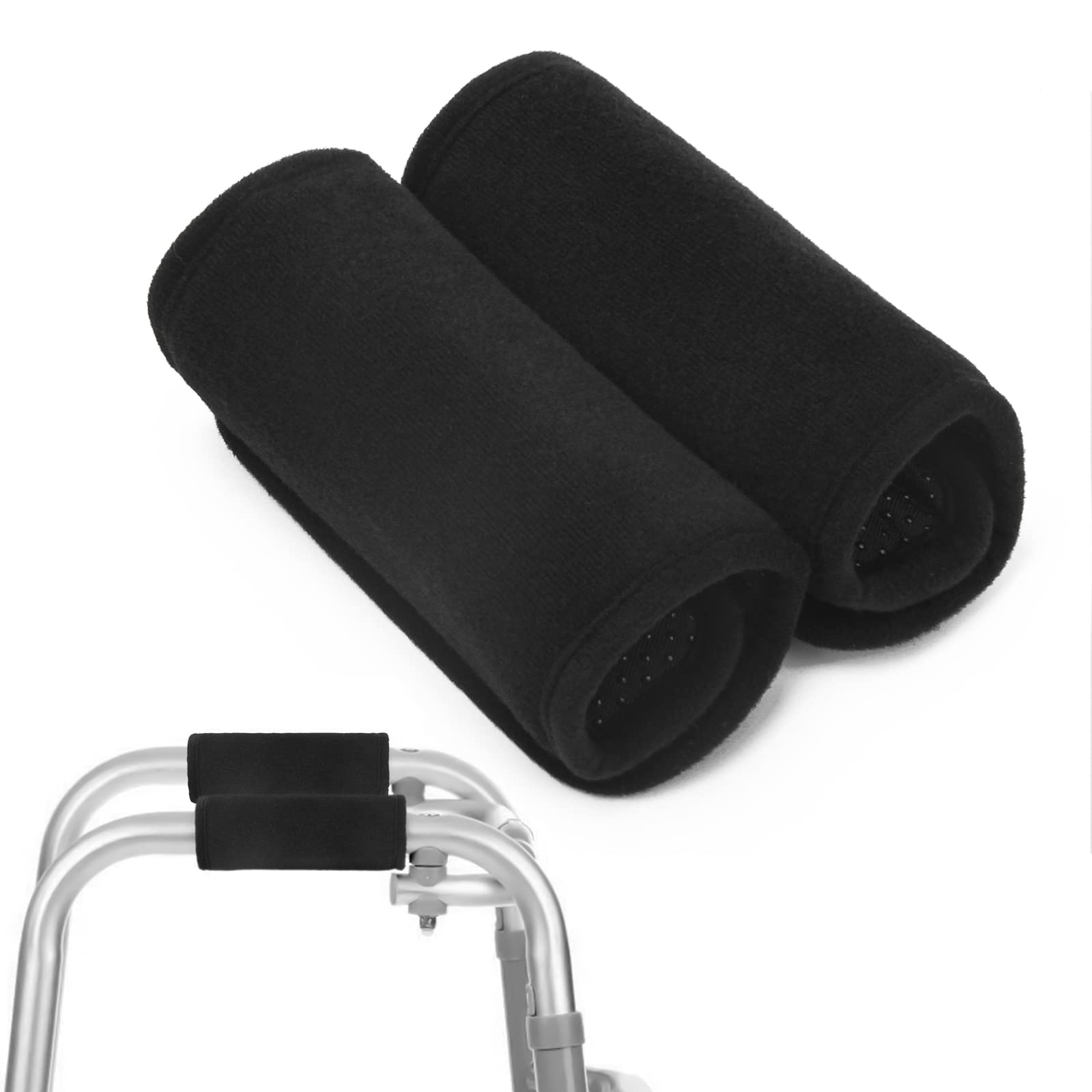 Photo 1 of 2 Pack Walker Hand Grips Cover, Coldairsoap Walker Cushion Hand Grips For Rolling Wheelchair, Elderly Grippers, Rollator Handle (black)