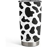 SANDJEST Cow Print Tumbler 20oz Stainless Steel Insulated, Travel Coffee Cup, Gifts for Cow Lovers Women Girls, Birthday Christmas