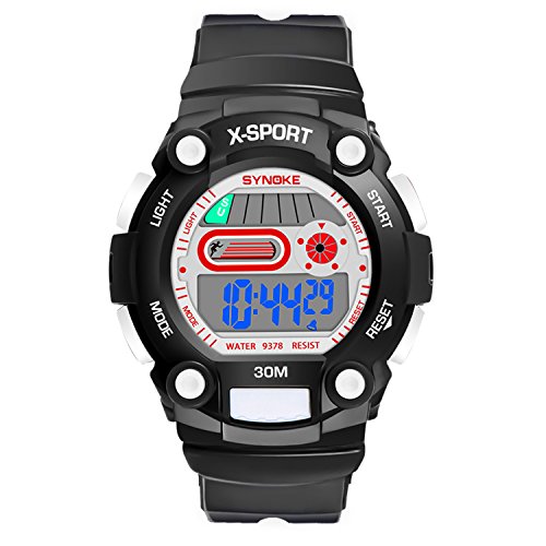 Digital Watches for Kids Girls Boys Smart Children Waterproof Kids Alarm Watch Stopwatch Wristwatch School Gift Outdoor (Black)