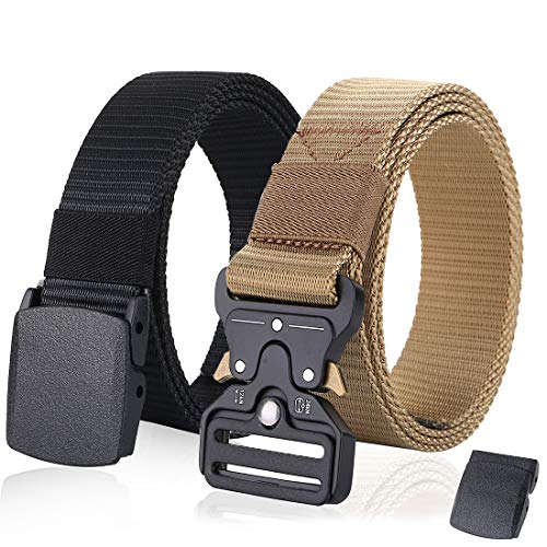MIJIU Nylon Tactical Belts for Men 2 Pack 1.5'' Military Work Rigger