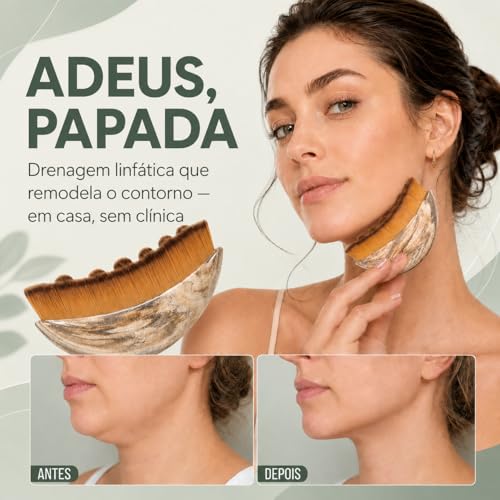 Escova de Drenagem Linfática Facial e Corporal Massageador Queixo Duplo Define Mandíbula Lifting Firmeza Desincha Rosto Cerdas Macias Skincare com Estojo Protetor para Todos os Tipos de Pele