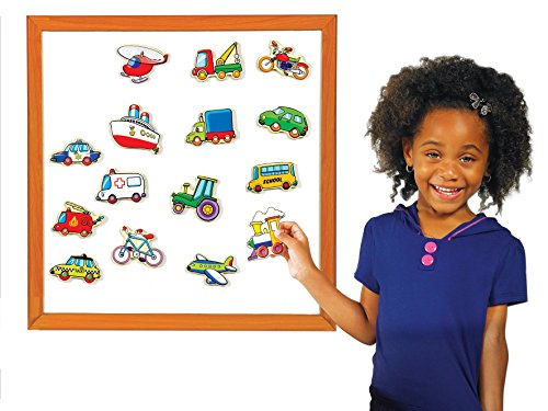 Small World Toys Ryan's Room Wooden Toys  -Stick Em Magnets - Vehicles