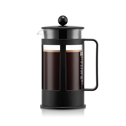 Bodum French Press Kenya – 1L / 8 Cups Manual Coffee Maker – Heat-Resistant Glass & Stainless Steel – Dishwasher Safe Cafetiere – Made in Portugal