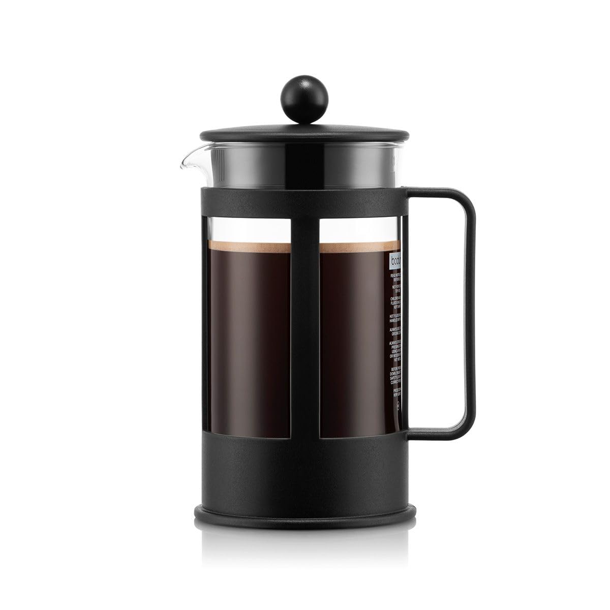 Bodum French Press Kenya - 1L / 8 Cups Manual Coffee Maker - Heat-Resistant Glass & Stainless Steel - Dishwasher Safe Cafetiere - Made in Portugal