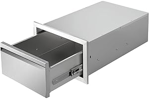 FORJAMINT Outdoor Kitchen Drawers 14" W x 8.5" H x 23"D Stainless Steel Drawer BBQ Single Drawers with Hidden Handle for Outdoor Kitchen Island, Patio Grill Station