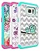 S7 Edge Case, Galaxy S7 Edge Case, Style4U Hawaiian Flower Studded Rhinestone Crystal Bling Hybrid Armor Case Cover for Samsung Galaxy S7 Edge with 1 Style4U Stylus [Hawaiin Flower Teal/Hot Pink]