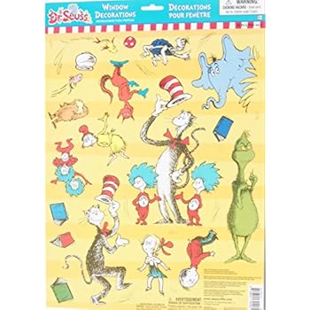 Dr. Seuss Themed Window Clings Decorations - 18 Pieces