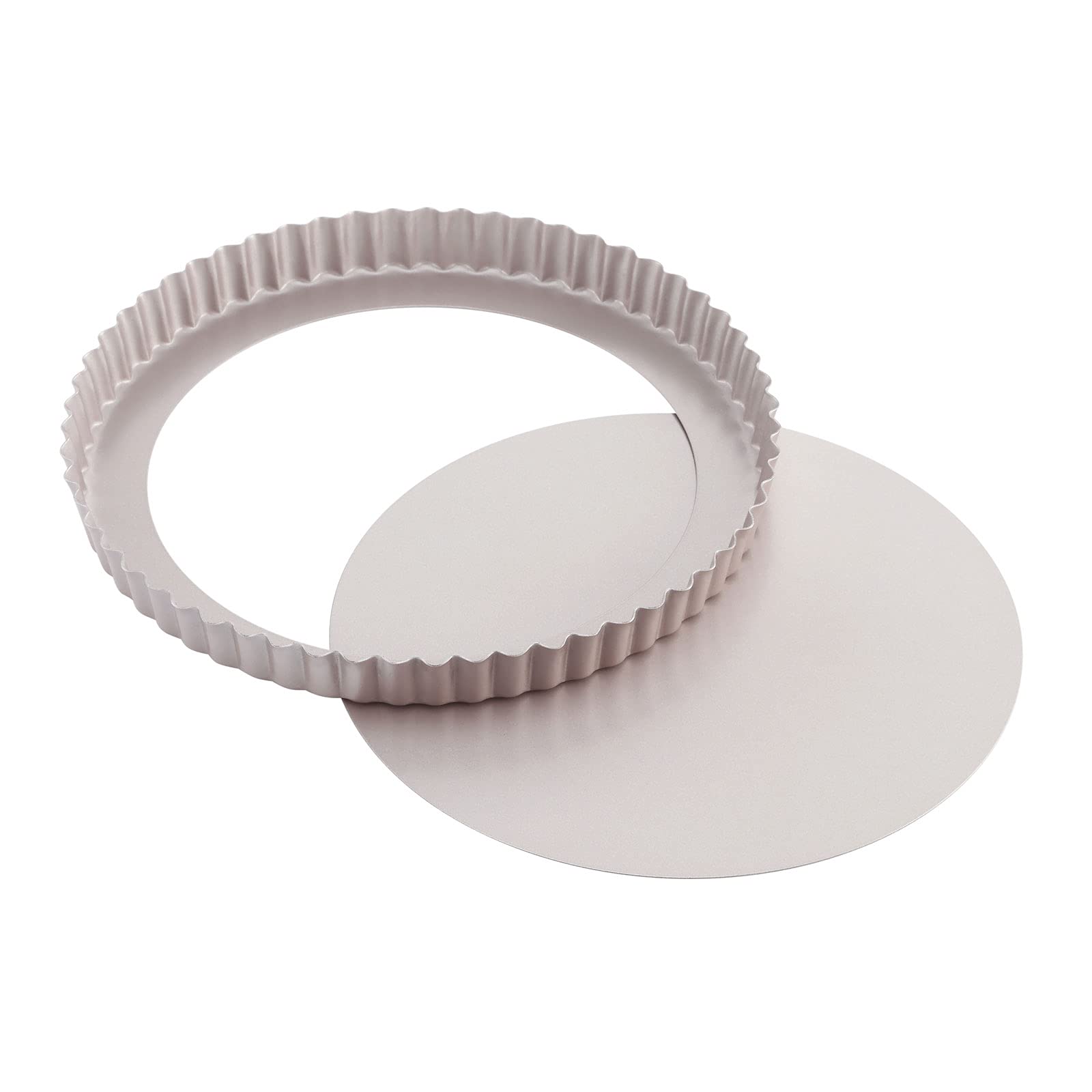 CHEFMADE 9.5-Inch Round Tart Pan with Removable Loose Bottom, Non-Stick Carbon Steel Quiche Pan for Oven Baking (Champagne Gold)