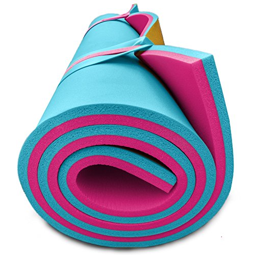 Popsport Floating Water Mat Series Floating Foam Pad Water Recreation and Relaxing in Pool/Beach/Lake Water Floating Mat with DIY Head Pillow for Adults and Kids (Pink&Blue, 12X6FT)