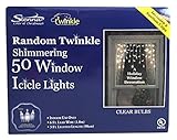 Random Twinkle Window Icicle Light Set, 50 Clear Lights, Indoor Use Only