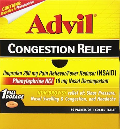 Advil Congestion Relief Tablets, 50 Count (Pack of 3)
