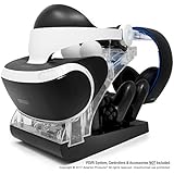 PSVR Charging Stand with Optional Illumination by Asterion Products – Rapid AC Charger Display holds the PlayStation VR Headset, (2) DualShock 4, (2) Move Controllers &amp; Headphones