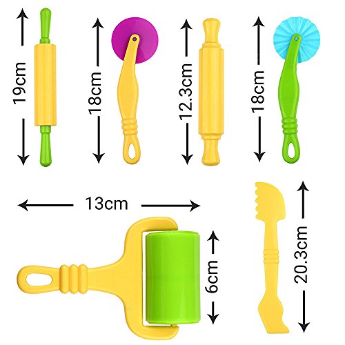 Popmall Play Dough Tools, Assortments Large-Size Pizza Dough Tools Modeling Dough Tools for Kids and Children, Large, Colorful and Non-Toxic