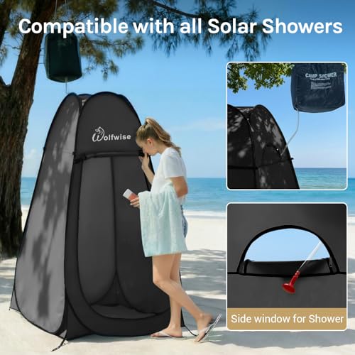 Wolfwise Pop Up Shower Tent, Portable Instant Changing Tent with Ventilation Window & Carry Bag, Privacy Bathroom Toilet for Beach, Camping & Outdoor, Width 47.2", Height 74.8", Blue