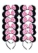 RufnTop Mickey and Minnie Mouse Polka Bow Ears Headband(Light Pink Set of 12)