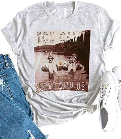 Womens Vintage Halloween Graphic T Shirt You Can't Float with Us Shirts Tops Sanderson Sisters Mean Girls Casual Tees