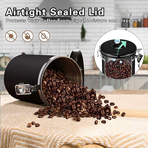 Airtight Coffee Canister,Malmo Coffee Ground Container with Date