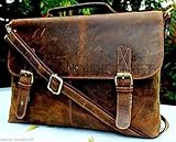 Handolederco Rustic Buffalo Hide Leather Messenger Laptop Shoulder Bag for Men and Women